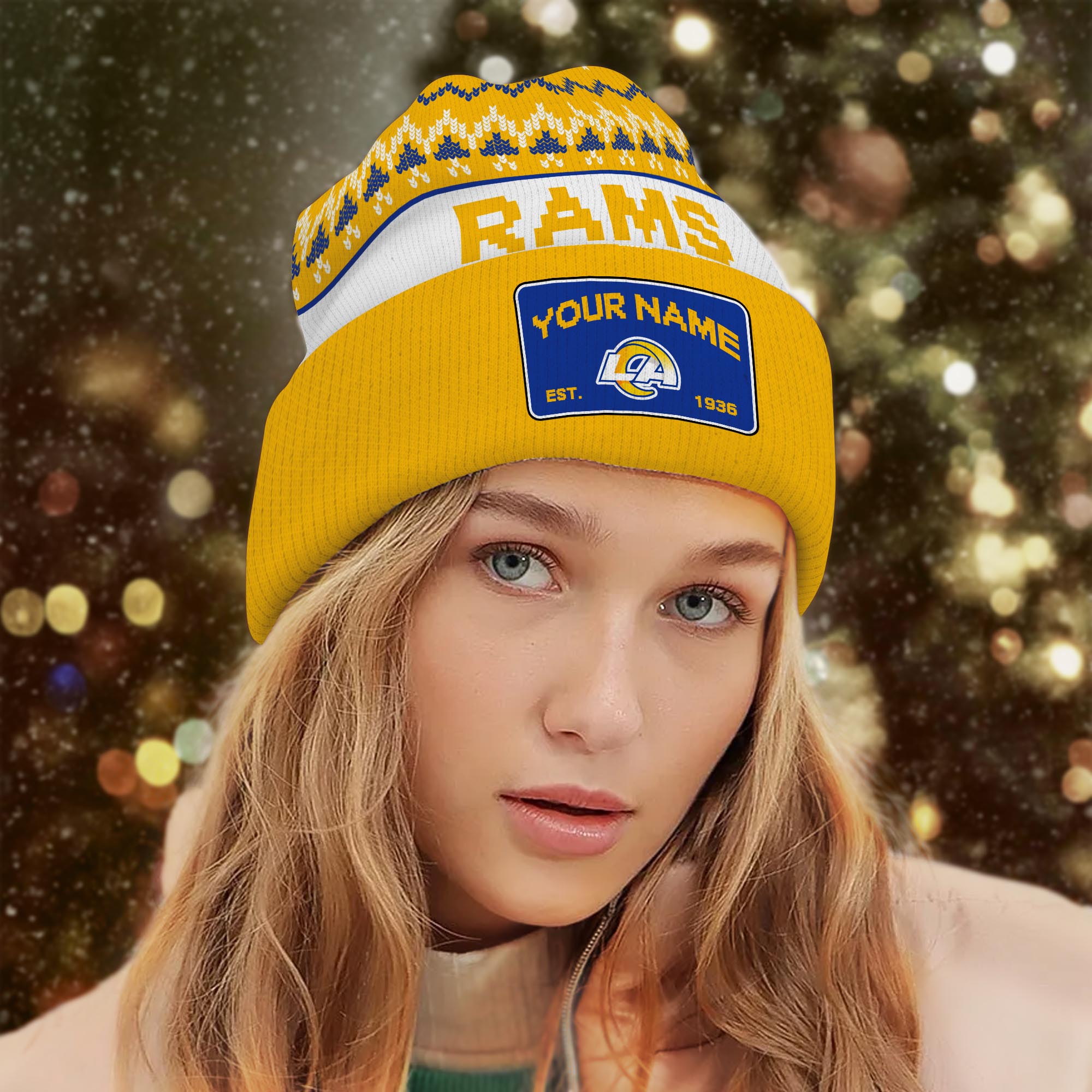 Sportswearmerch Los Angeles Rams NFL Christmas Beanie Hat For Fan