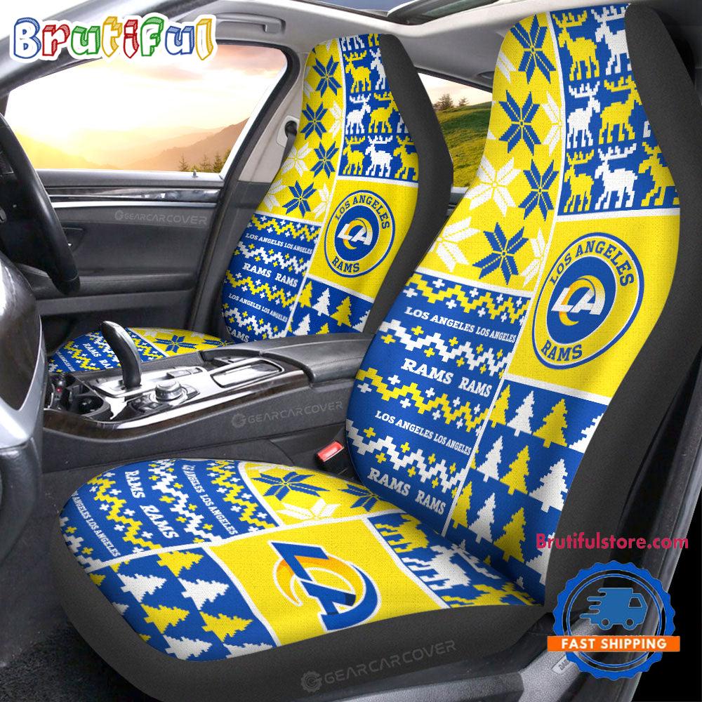 Sportswearmerch Los Angeles Rams NFL Design Christmas Car Seat Covers For Fan