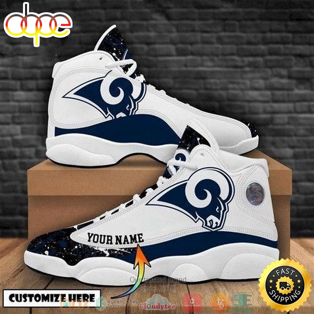 Sportswearmerch Los Angeles Rams NFL Football Big Logo Gift AJ13 Sneakers Shoes For Men And Women