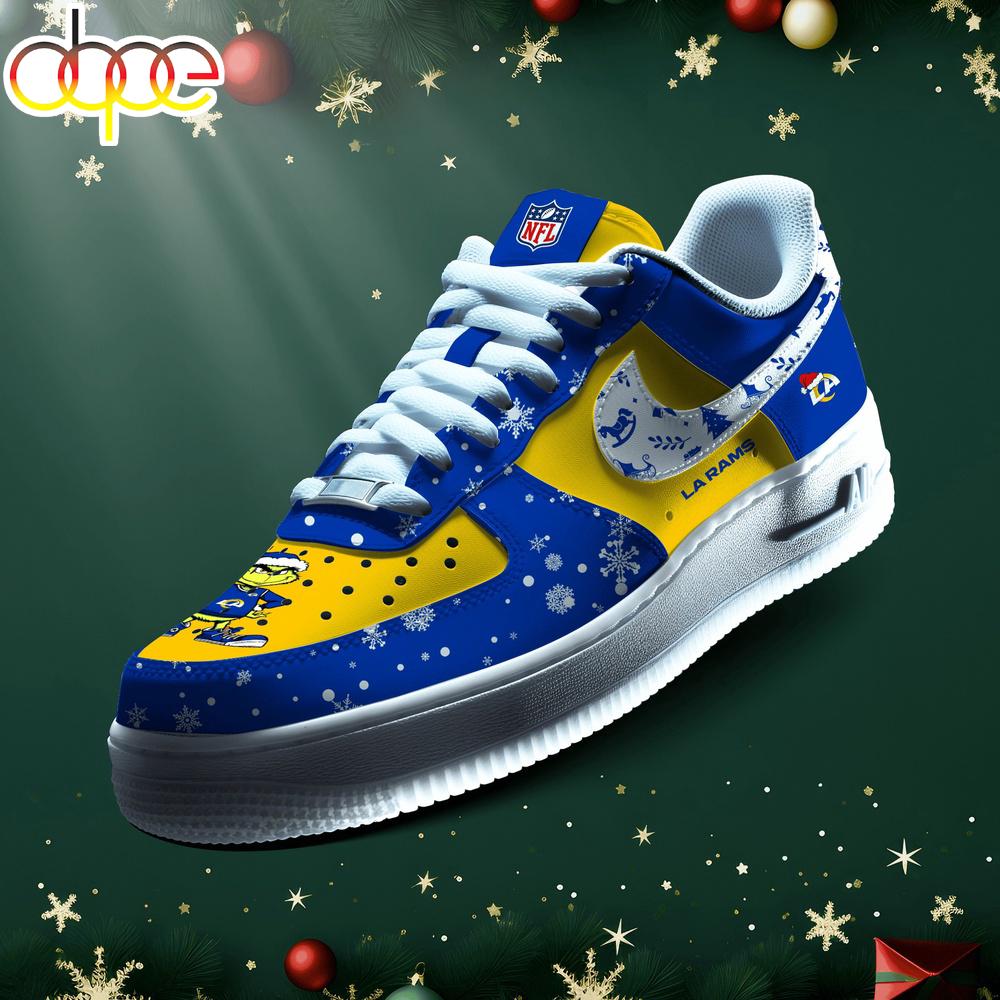 Sportswearmerch Los Angeles Rams NFL Grinch Merry Christmas Air Low-Top Sneakers Shoes For Men And Women