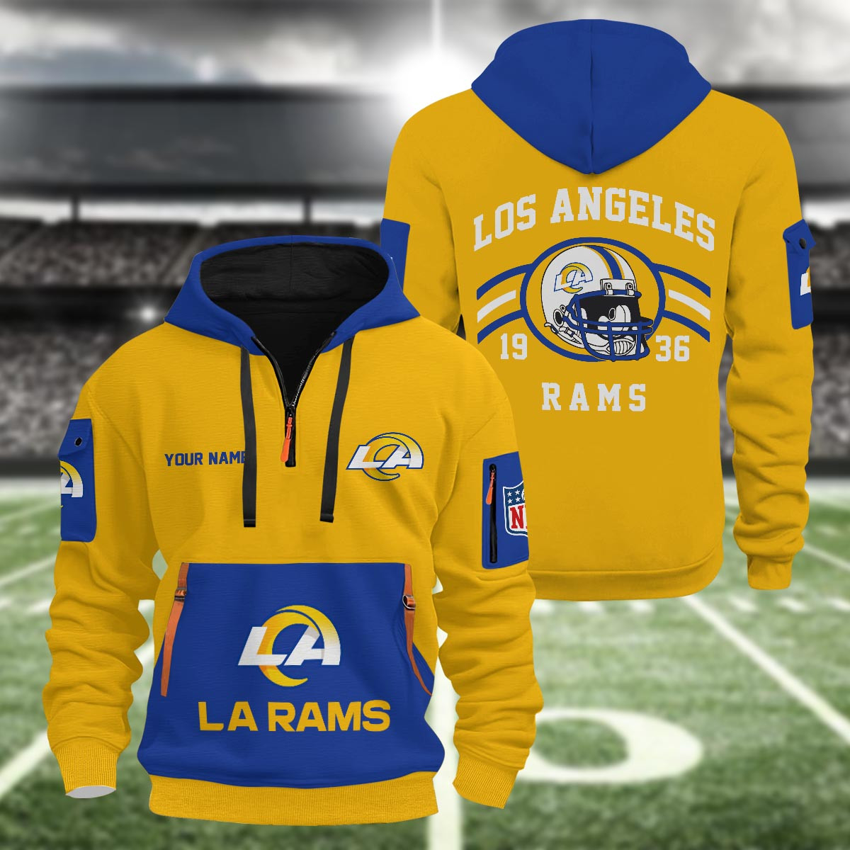 Sportswearmerch Los Angeles Rams NFL Half Zip Hoodie For Fan