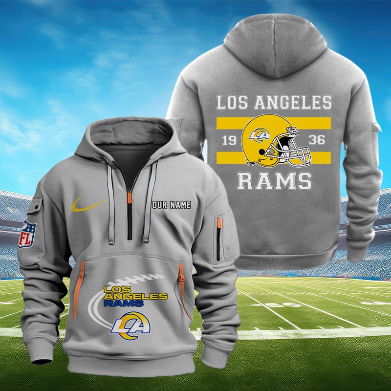 Sportswearmerch Los Angeles Rams NFL Half Zip Hoodie Personalized For Fan