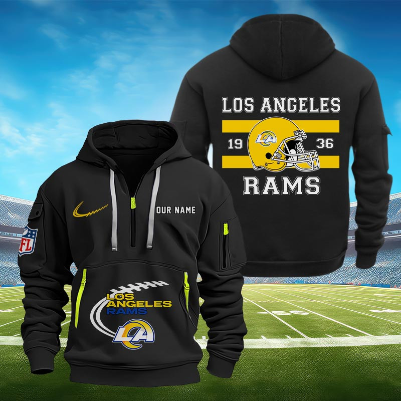 Sportswearmerch Los Angeles Rams NFL Half Zip Hoodie Personalized For Fan