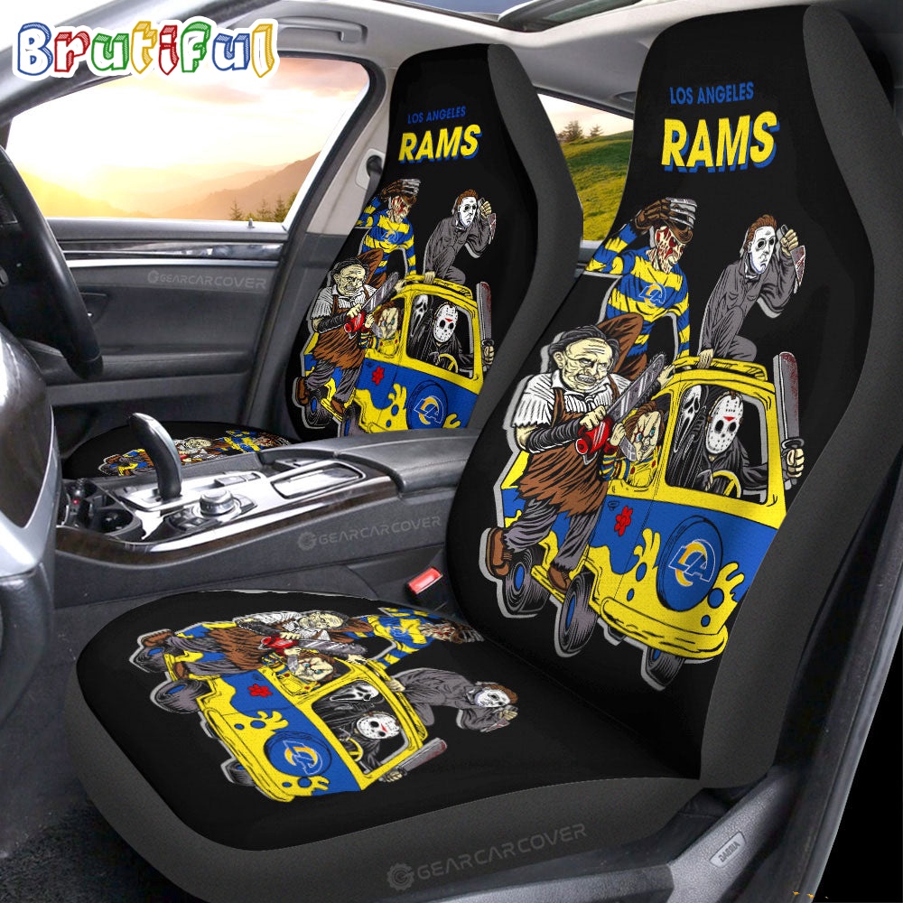 Sportswearmerch Los Angeles Rams NFL Horror Characters Essential Halloween Car Seat Covers For Fan