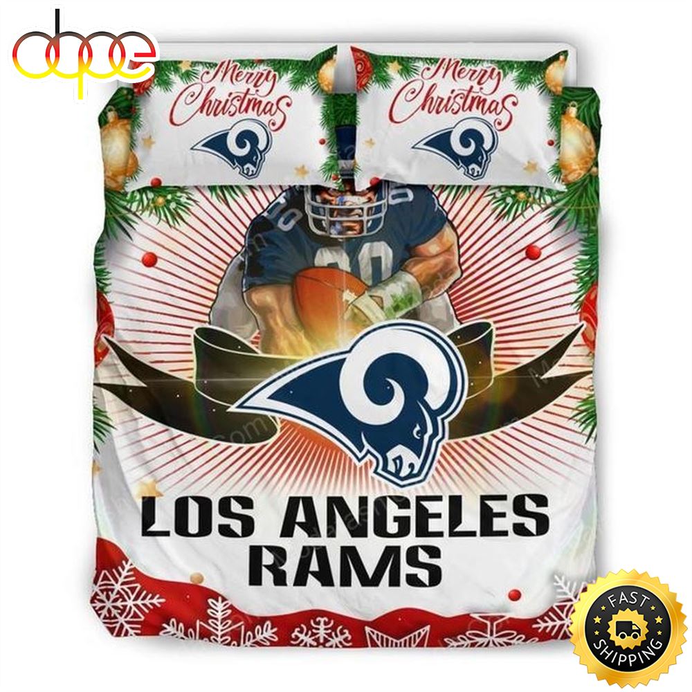 Sportswearmerch Los Angeles Rams NFL Merry Christmas Bedding Set For Fan