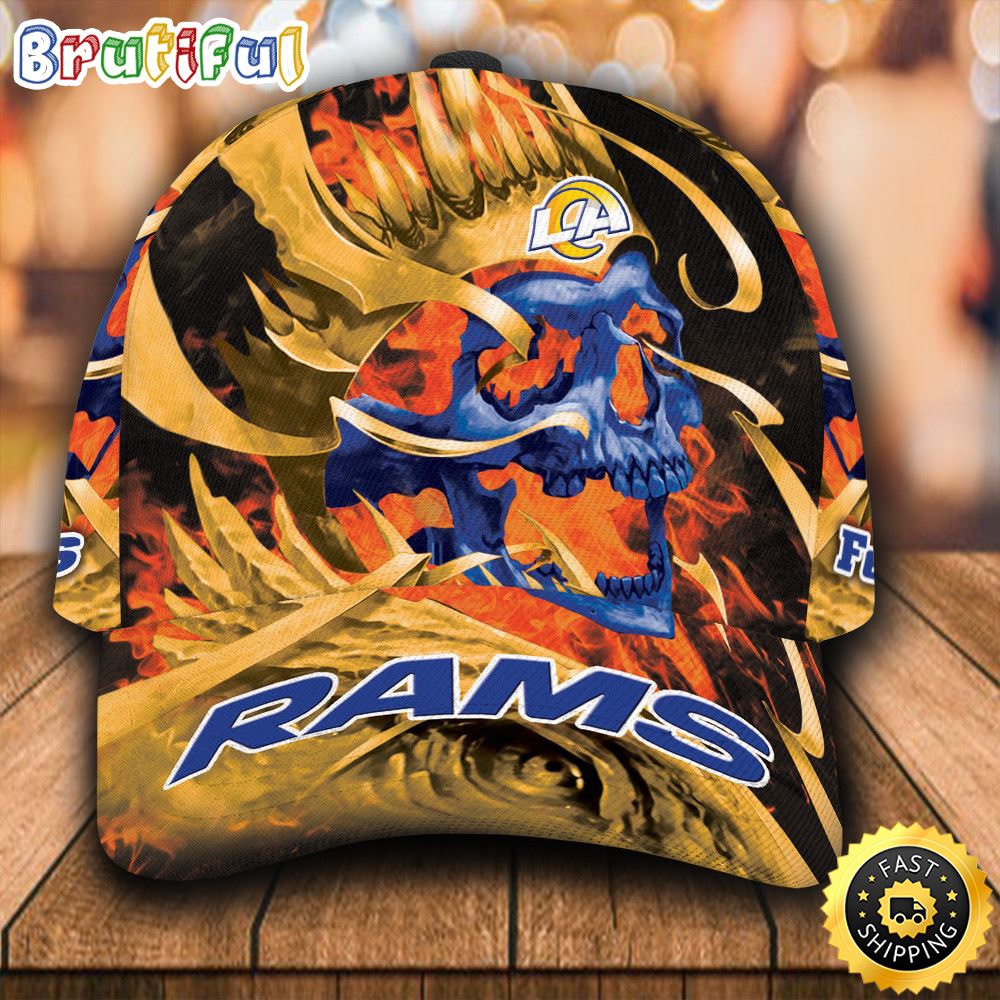 Sportswearmerch Los Angeles Rams NFL NFL Flame Skull Classic Cap For Fan