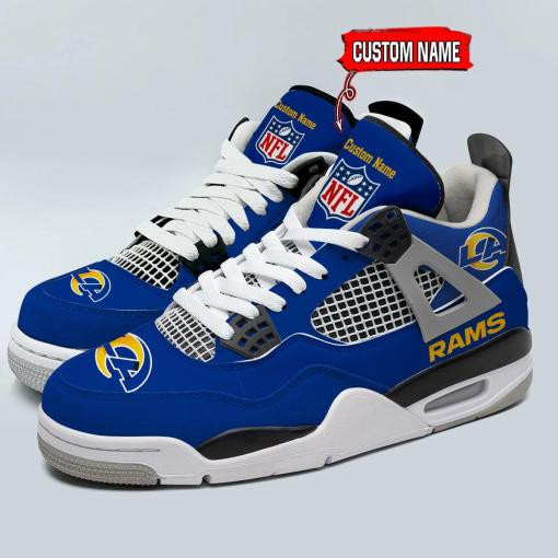 Sportswearmerch Los Angeles Rams NFL Personalized Air Jordan 4 AJ4 Sneakers Shoes For Men And Women