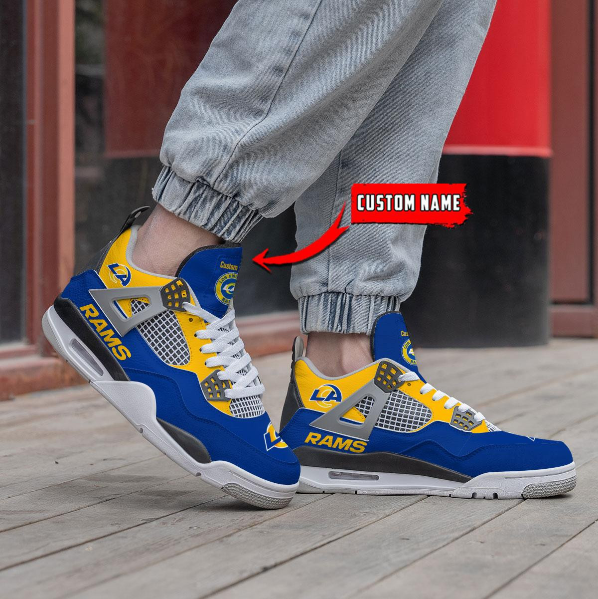 Sportswearmerch Los Angeles Rams NFL Personalized Air Jordan 4 SnAJ4 Sneakers Shoes For Men And Women
