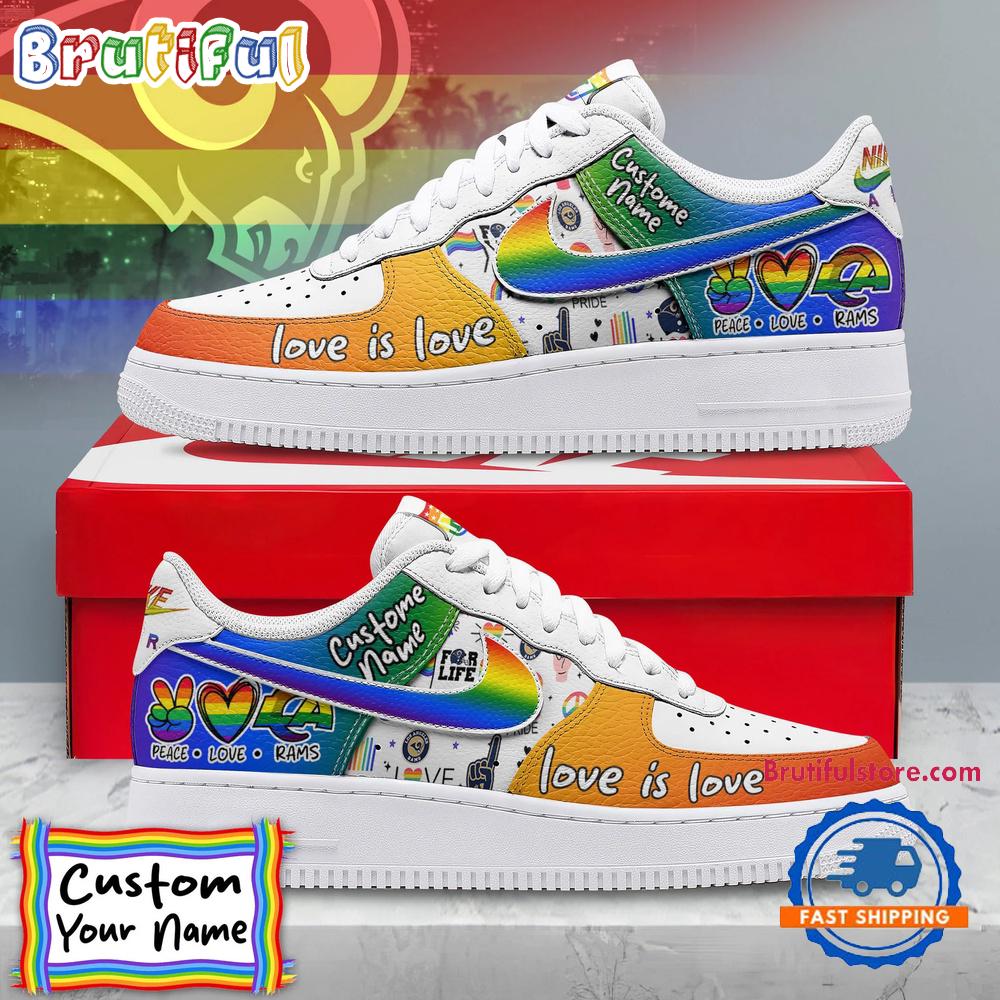 Sportswearmerch Los Angeles Rams NFL Pride Peace Love Rams Custom Air Low-Top Shoes For Men And Women