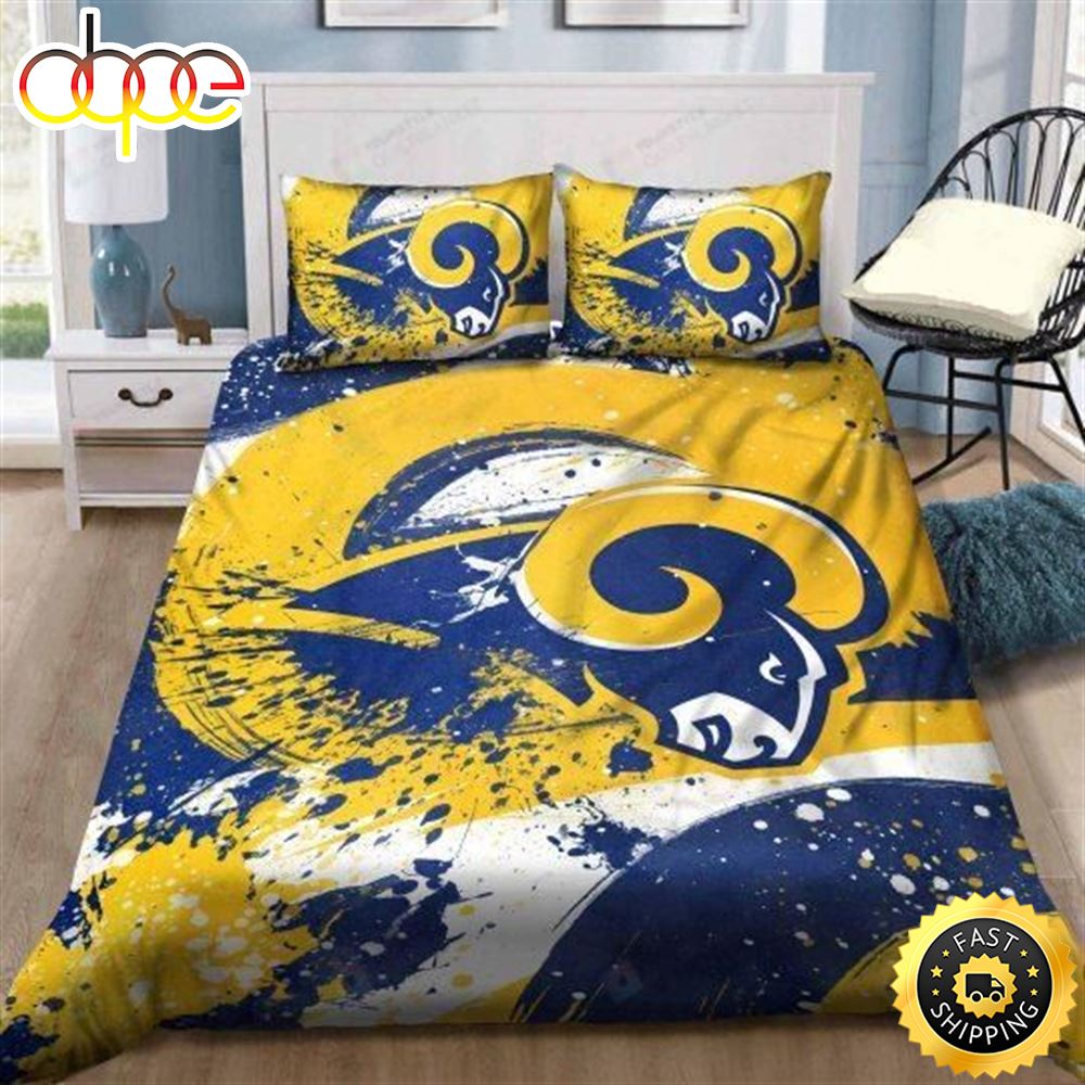 Sportswearmerch Los Angeles Rams NFL Professional Logo Bedding Set For Fan