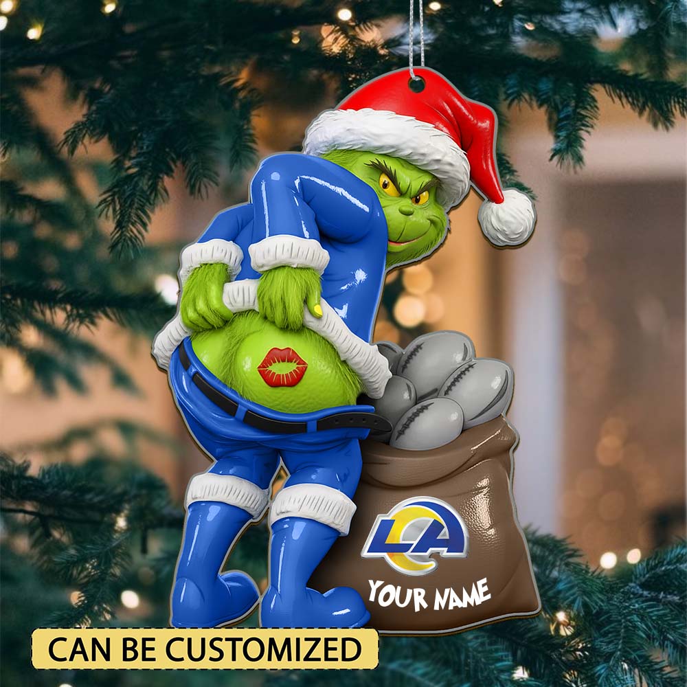 Sportswearmerch Los Angeles Rams NFL The Grinch x Christmas Acrylic Ornament Gift For Fan
