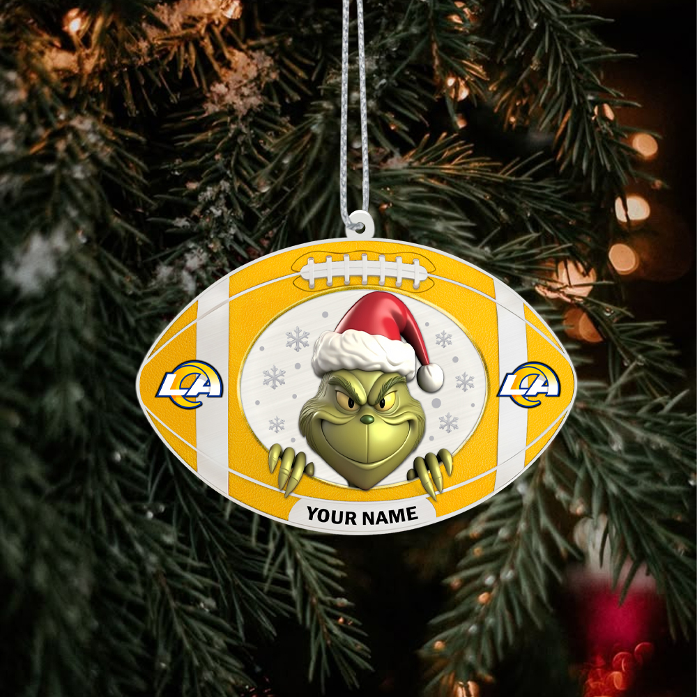 Sportswearmerch Los Angeles Rams NFL The Grinch x Christmas Acrylic Ornament Gift For Fan