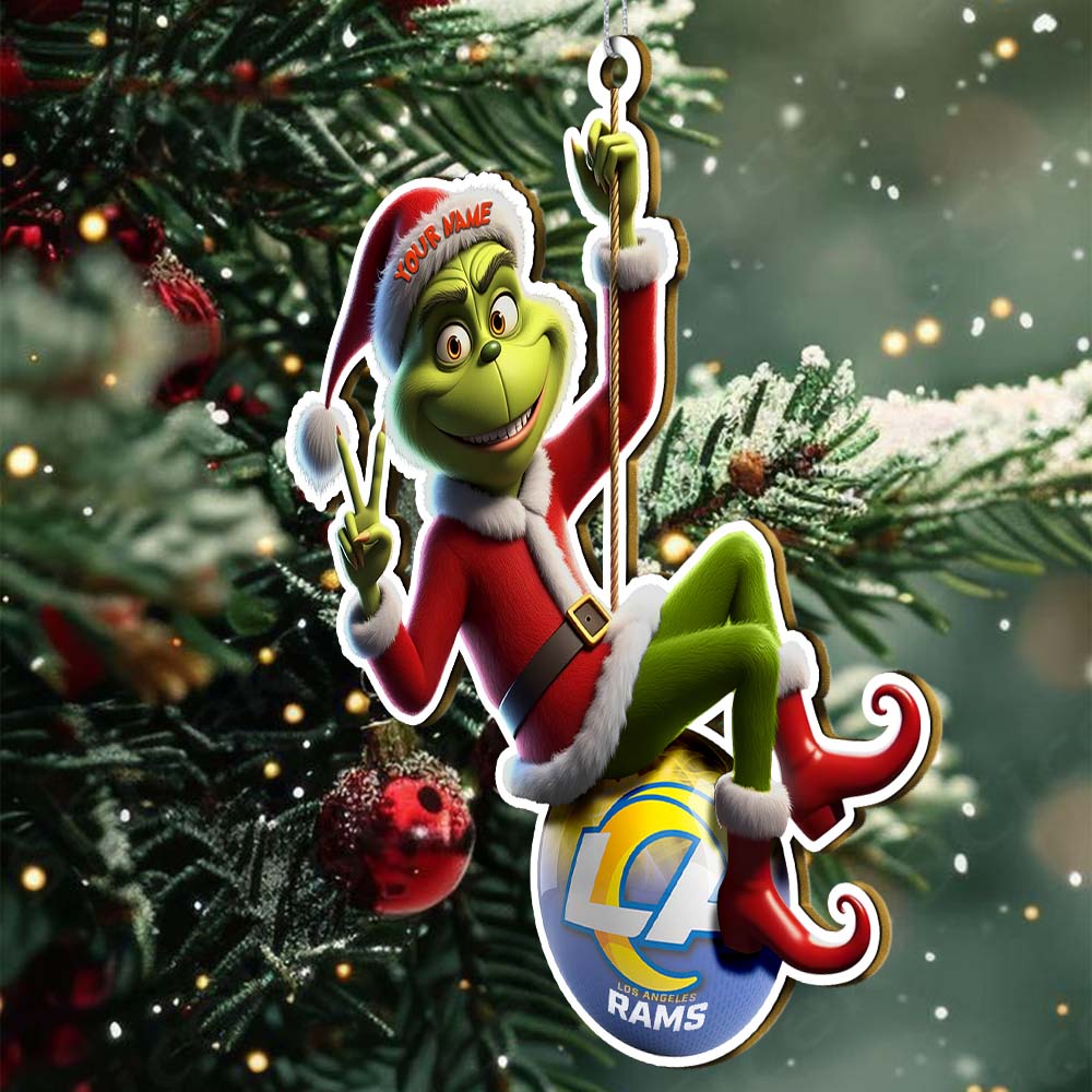 Sportswearmerch Los Angeles Rams NFL The Grinch x Christmas Acrylic Ornament Gift For Fan