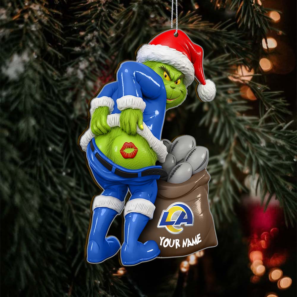 Sportswearmerch Los Angeles Rams NFL The Grinch x Christmas Acrylic Ornament Gift For Fan