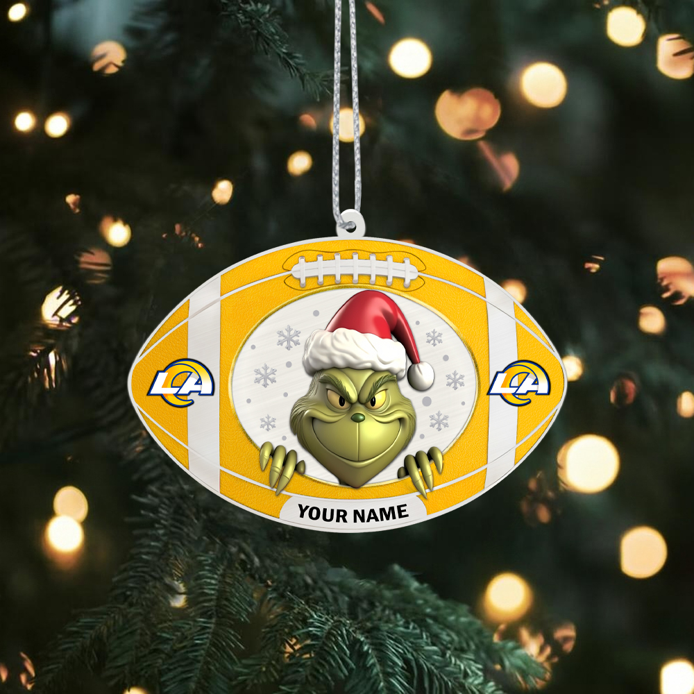 Sportswearmerch Los Angeles Rams NFL The Grinch x Christmas Acrylic Ornament Gift For Fan