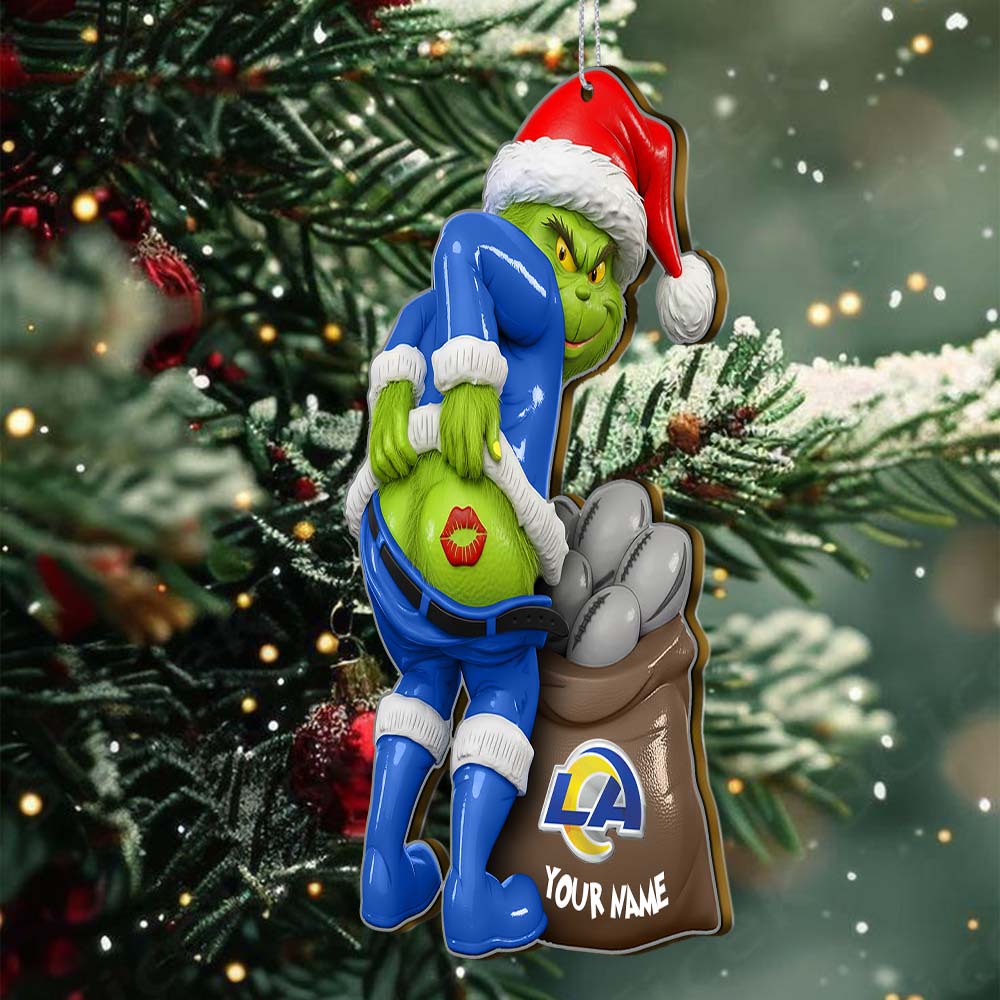 Sportswearmerch Los Angeles Rams NFL The Grinch x Christmas Acrylic Ornament Gift For Fan