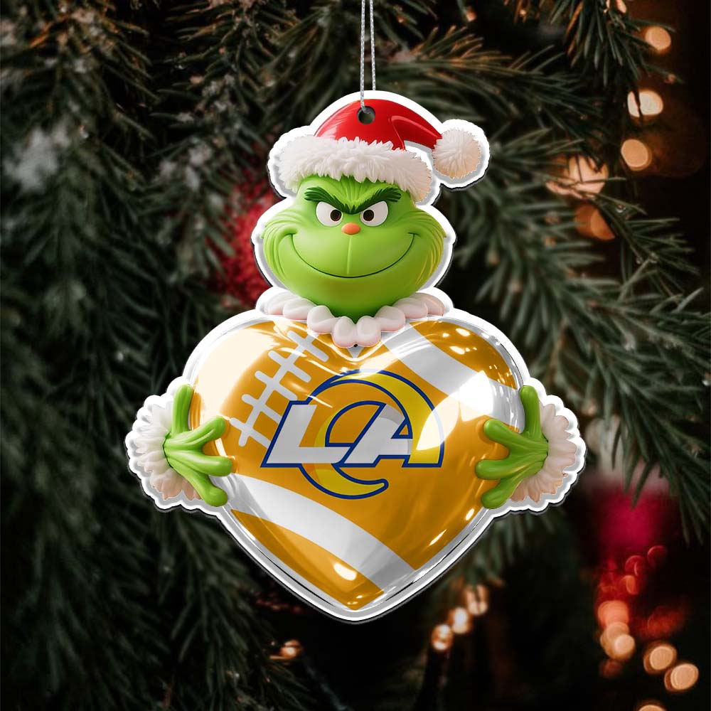 Sportswearmerch Los Angeles Rams NFL The Grinch x Christmas Acrylic Ornament Gift For Fan