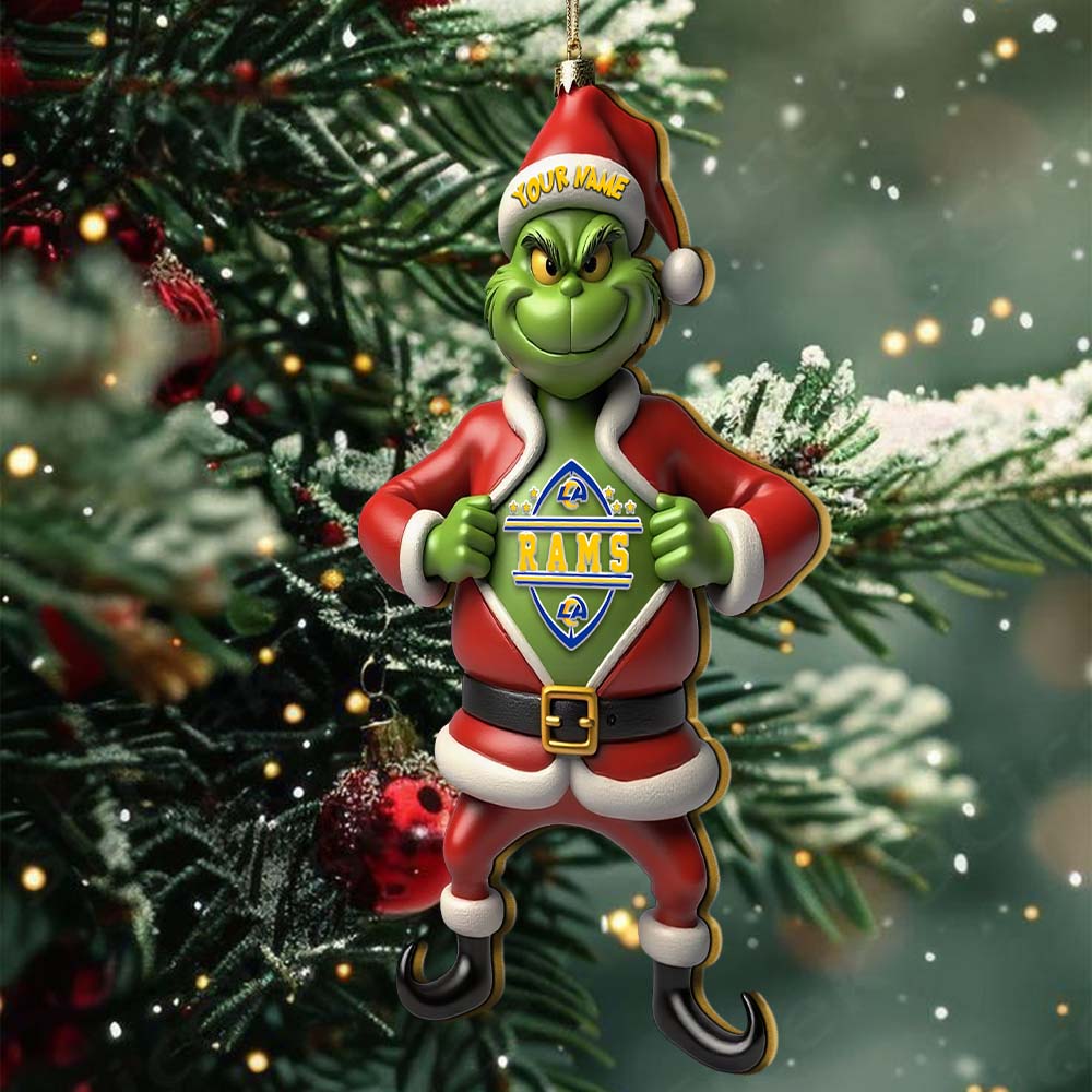 Sportswearmerch Los Angeles Rams NFL The Grinch x Christmas Acrylic Ornament Gift For Fan