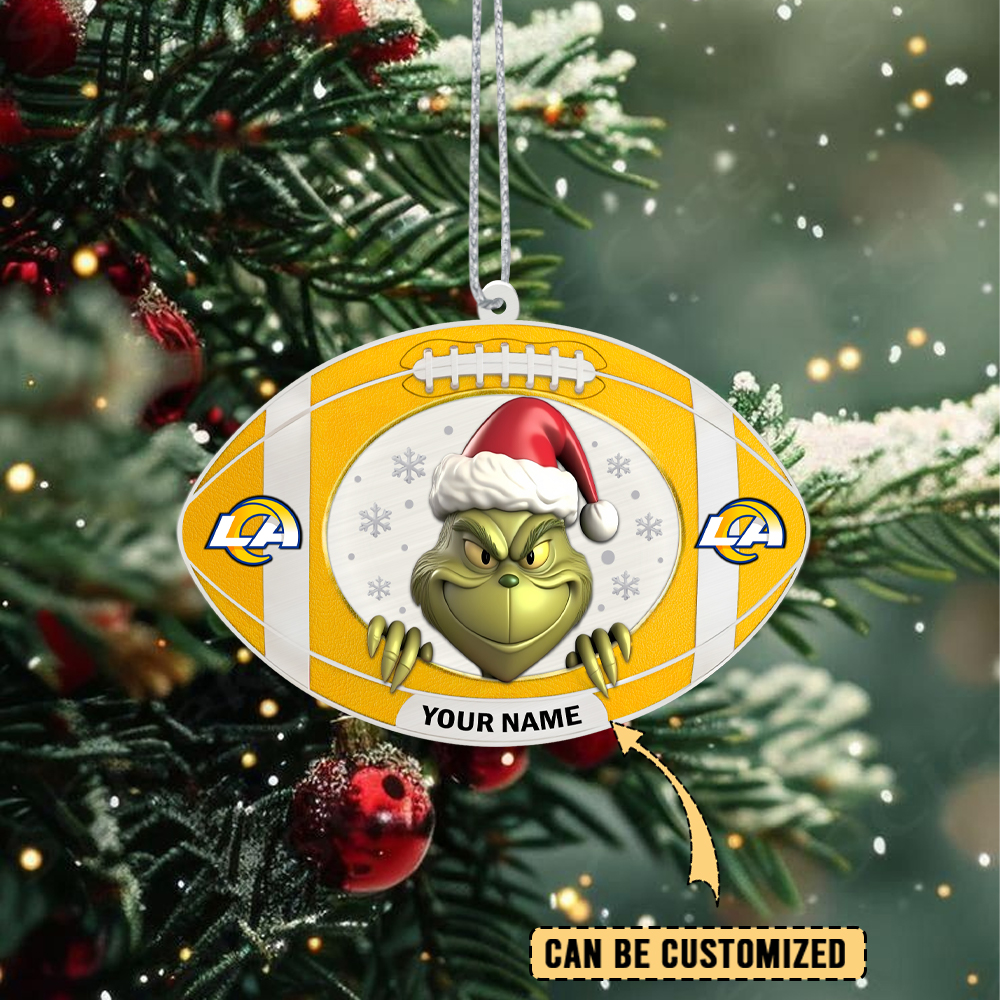 Sportswearmerch Los Angeles Rams NFL The Grinch x Christmas Acrylic Ornament Gift For Fan