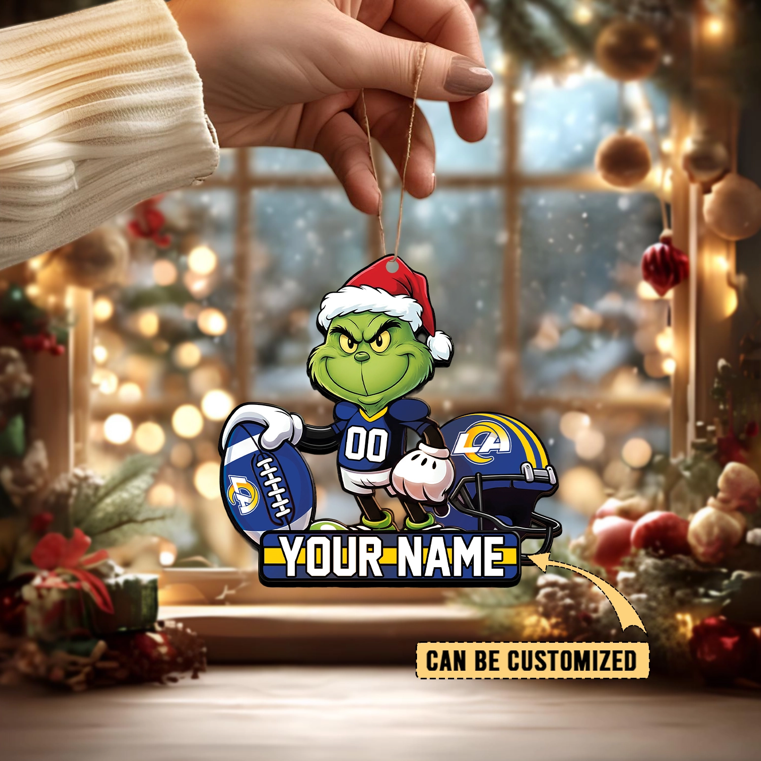 Sportswearmerch Los Angeles Rams NFL The Grinch x Christmas Acrylic Ornament Gift For Fan