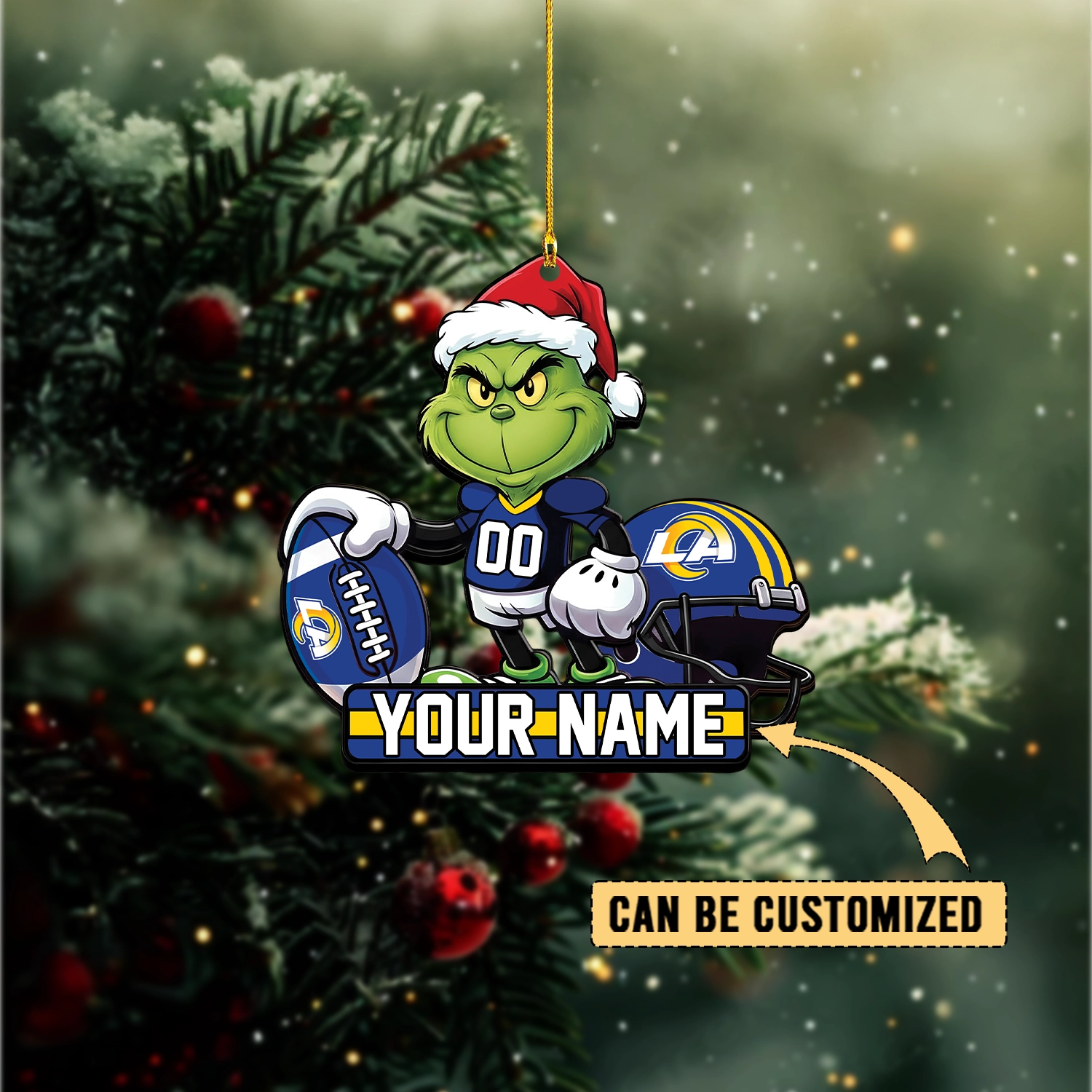 Sportswearmerch Los Angeles Rams NFL The Grinch x Christmas Acrylic Ornament Gift For Fan