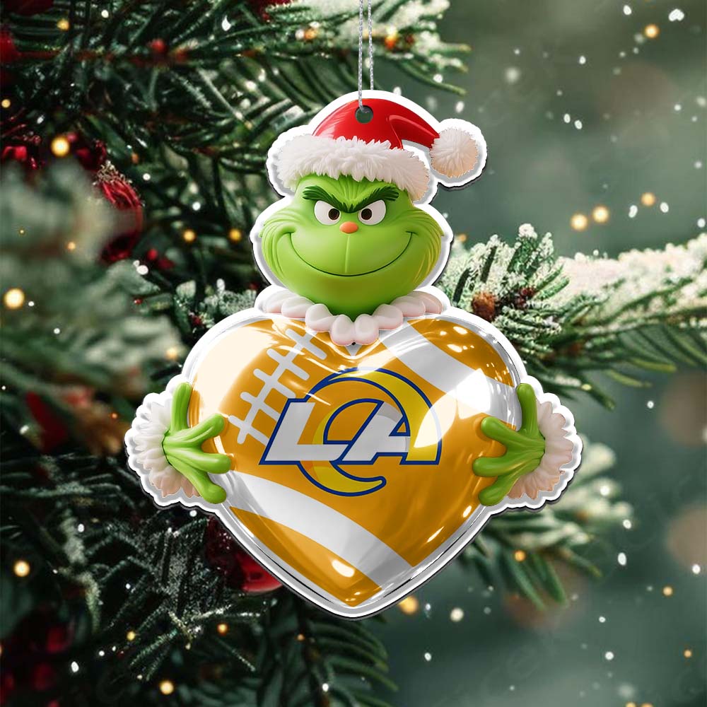 Sportswearmerch Los Angeles Rams NFL The Grinch x Christmas Acrylic Ornament Gift For Fan