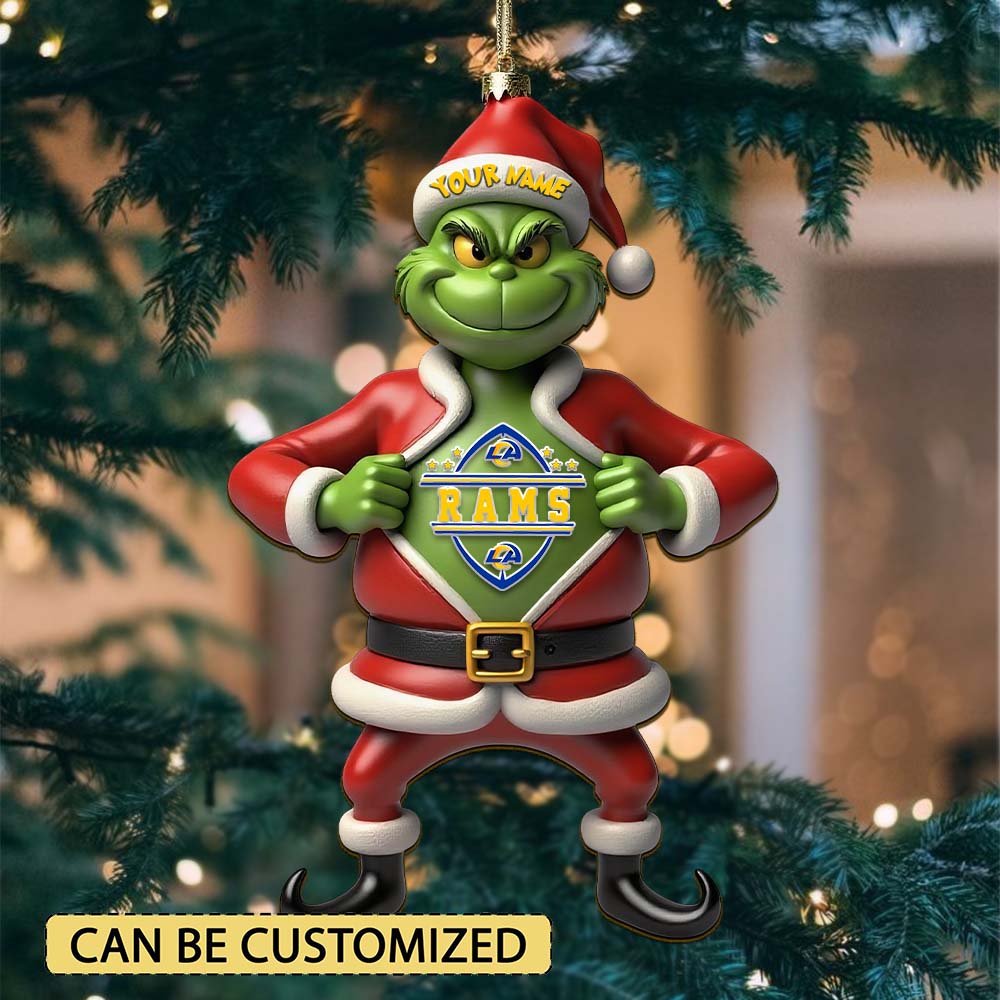 Sportswearmerch Los Angeles Rams NFL The Grinch x Christmas Acrylic Ornament Gift For Fan