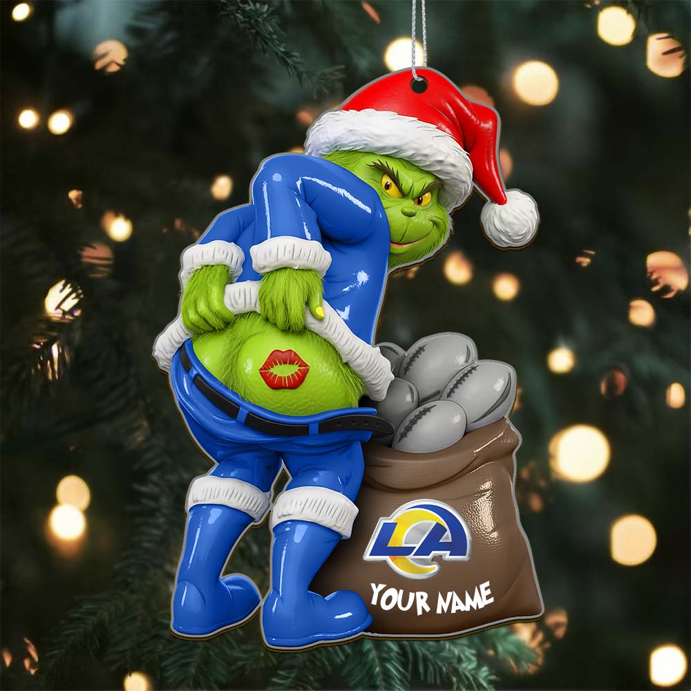 Sportswearmerch Los Angeles Rams NFL The Grinch x Christmas Acrylic Ornament Gift For Fan