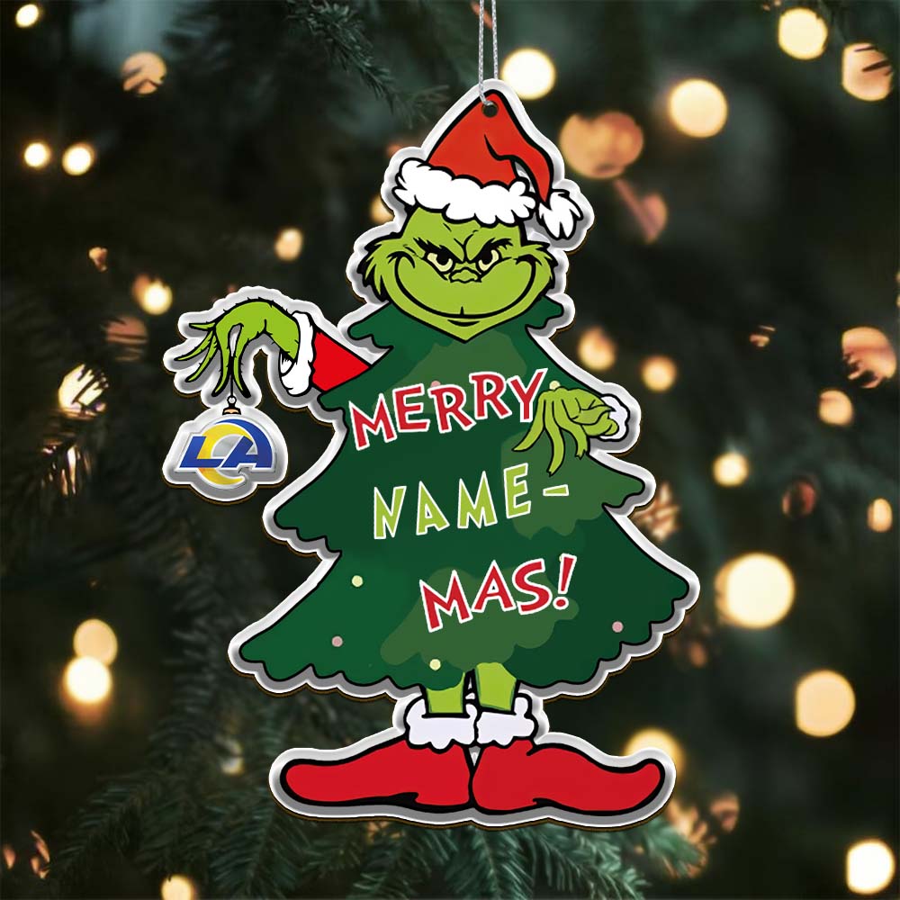 Sportswearmerch Los Angeles Rams NFL The Grinch x Christmas Acrylic Ornament Gift For Fan