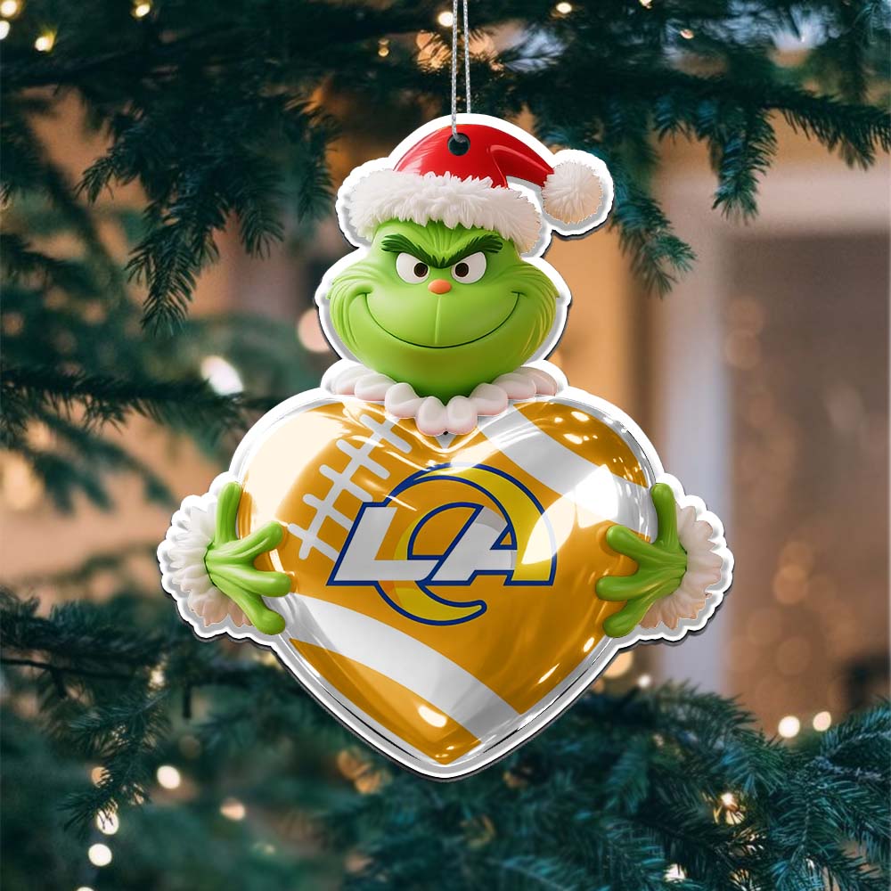 Sportswearmerch Los Angeles Rams NFL The Grinch x Christmas Acrylic Ornament Gift For Fan