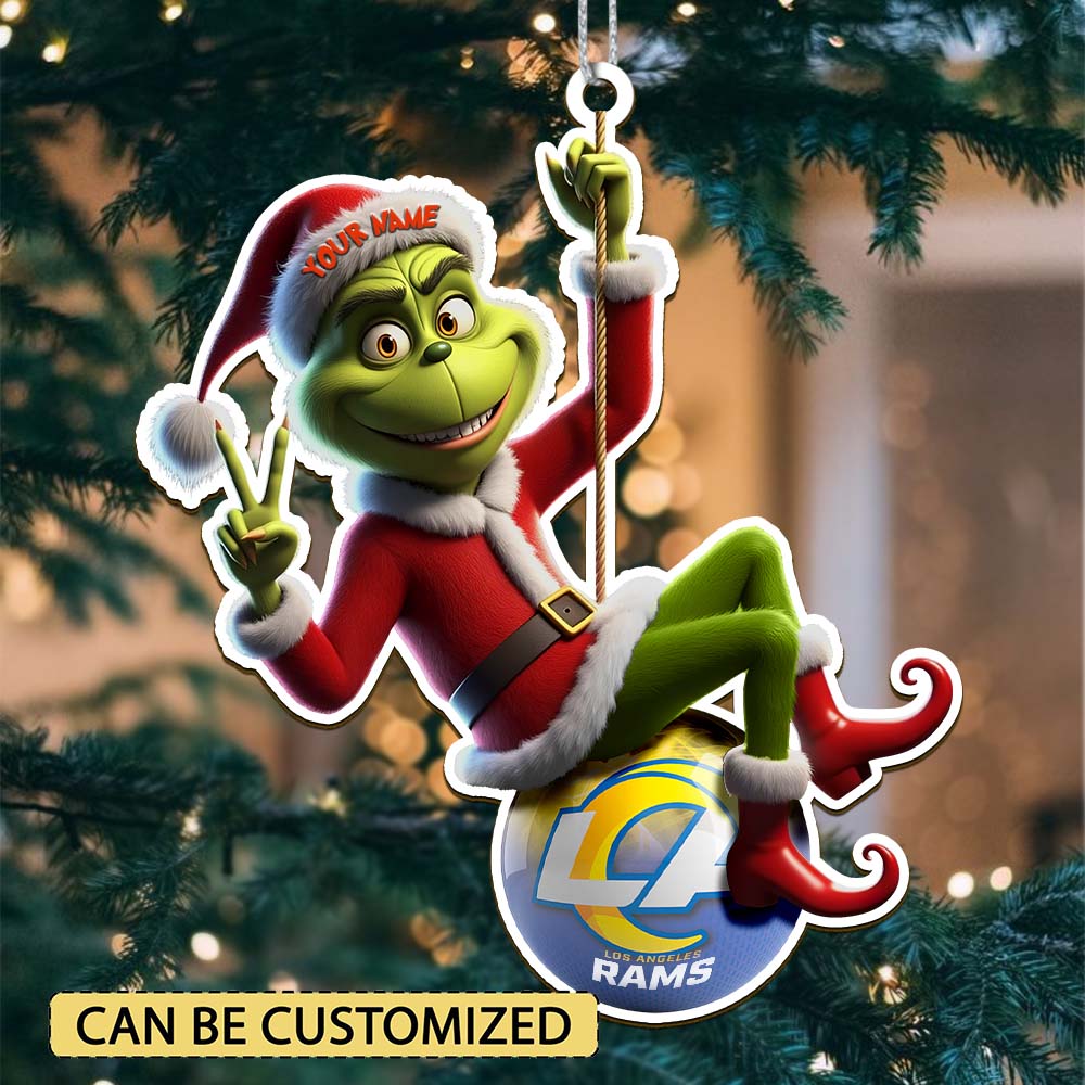 Sportswearmerch Los Angeles Rams NFL The Grinch x Christmas Acrylic Ornament Gift For Fan