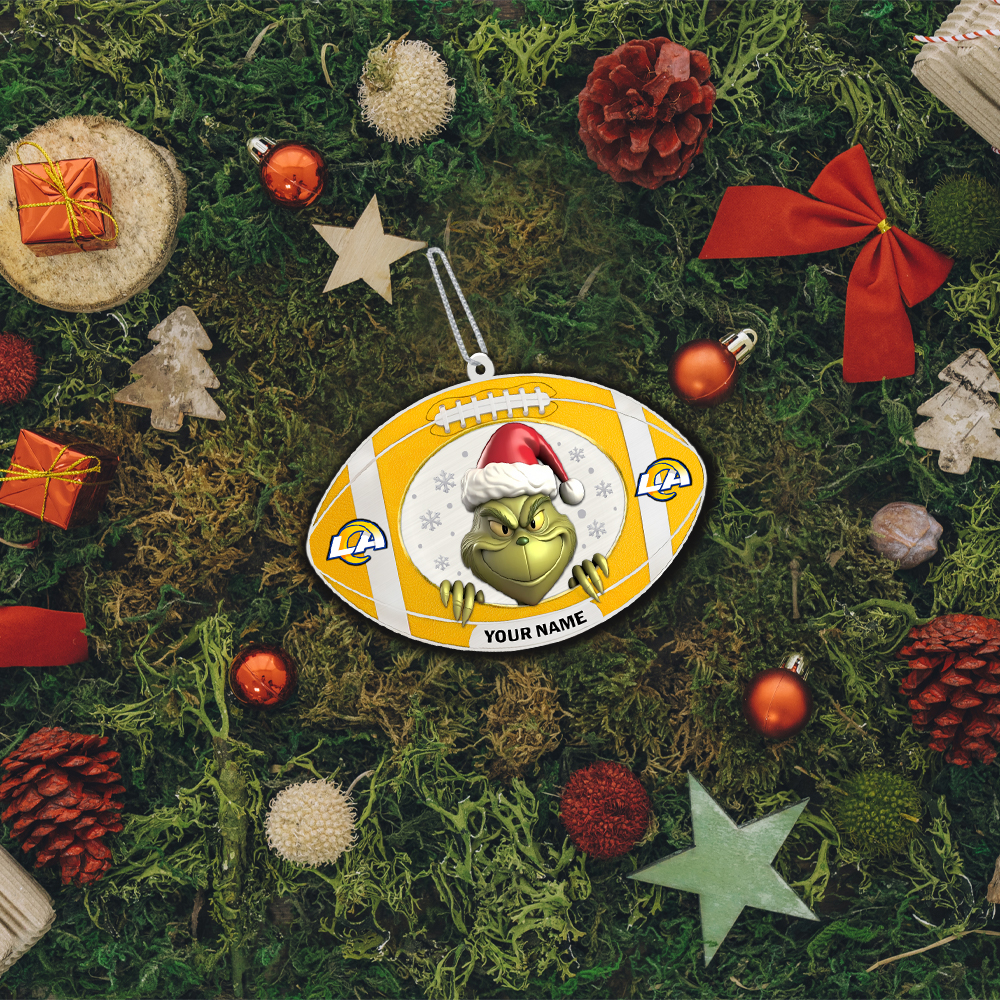 Sportswearmerch Los Angeles Rams NFL The Grinch x Christmas Acrylic Ornament Gift For Fan