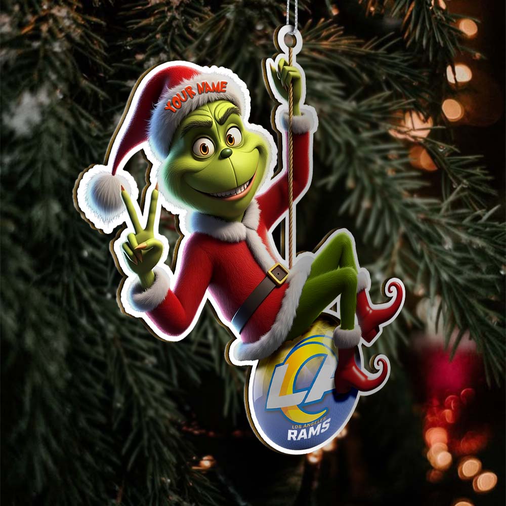 Sportswearmerch Los Angeles Rams NFL The Grinch x Christmas Acrylic Ornament Gift For Fan