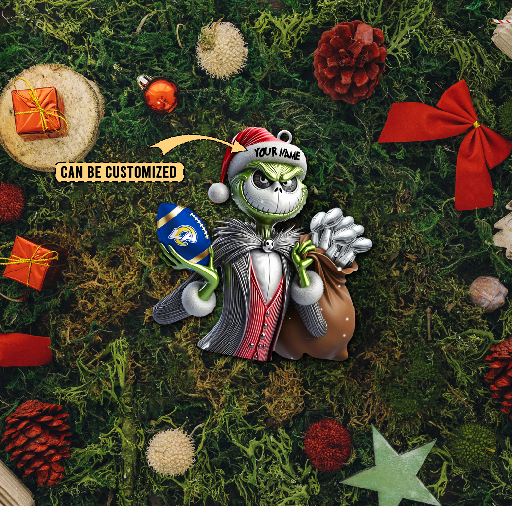 Sportswearmerch Los Angeles Rams NFL The Grinch x Jack x Christmas Acrylic Ornament Gift For Fan