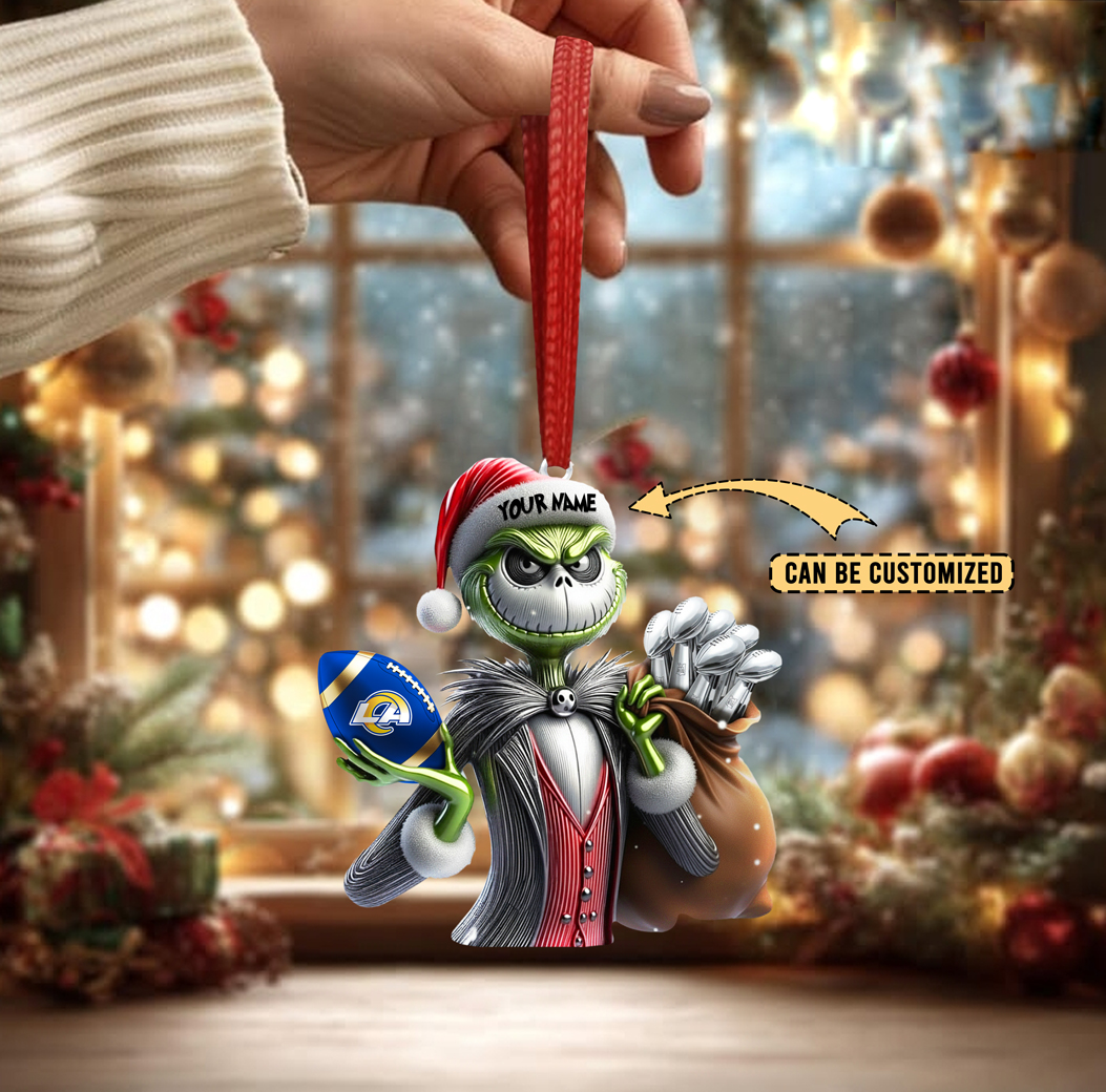 Sportswearmerch Los Angeles Rams NFL The Grinch x Jack x Christmas Acrylic Ornament Gift For Fan