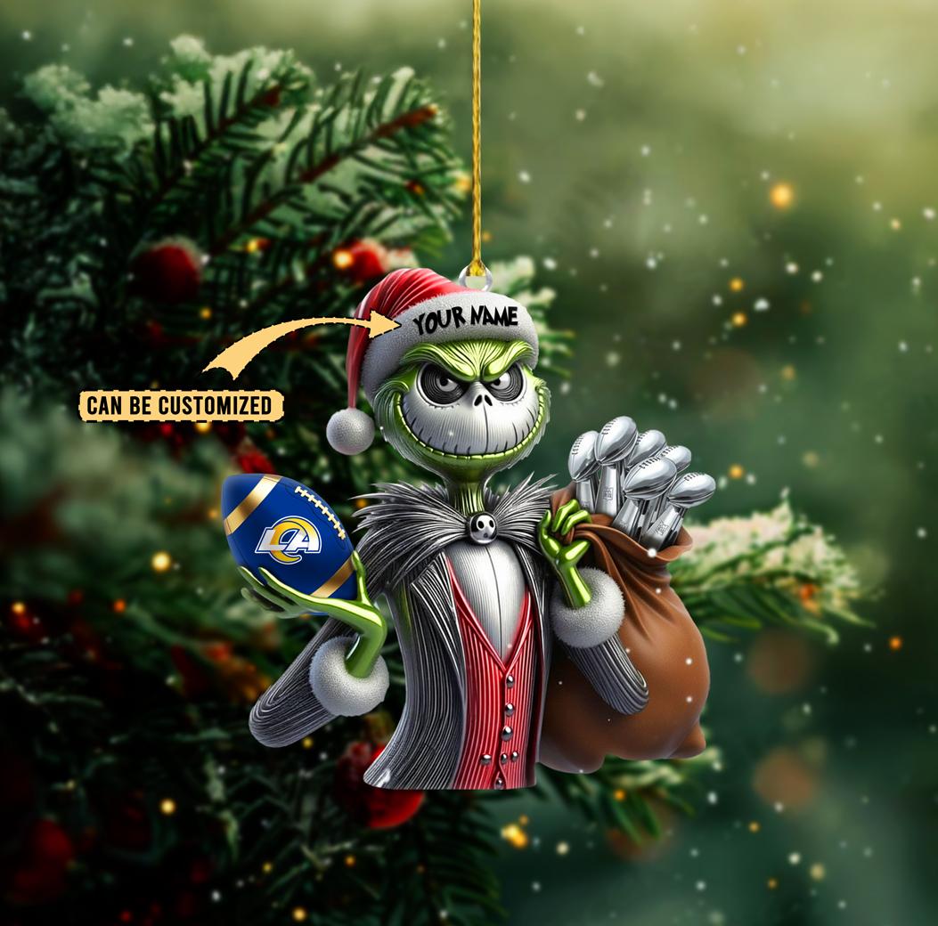 Sportswearmerch Los Angeles Rams NFL The Grinch x Jack x Christmas Acrylic Ornament Gift For Fan