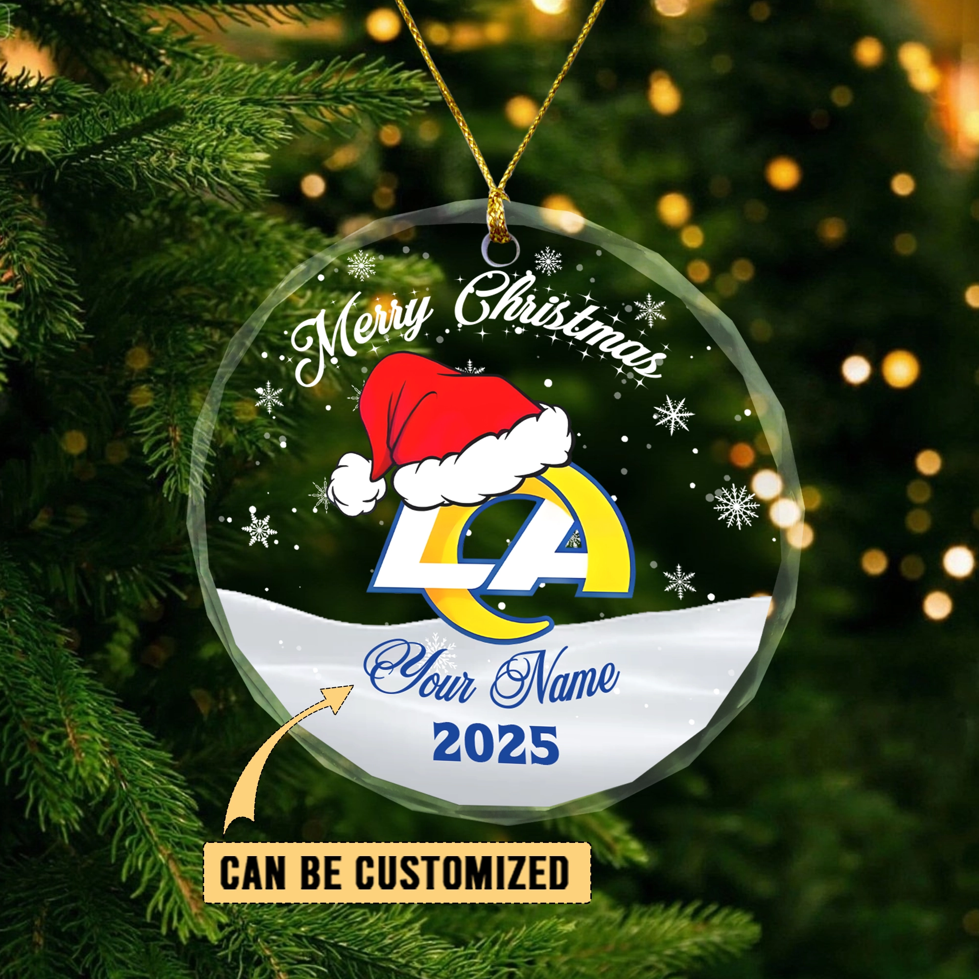 Sportswearmerch Los Angeles Rams NFL x Christmas Glass Ornament Gift For Fan