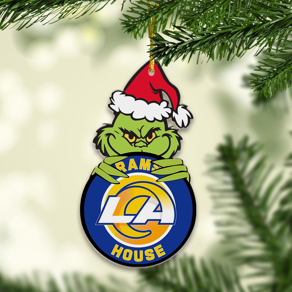 Sportswearmerch Los Angeles Rams NFL x Grinch Christmas Acrylic Ornament For Fans