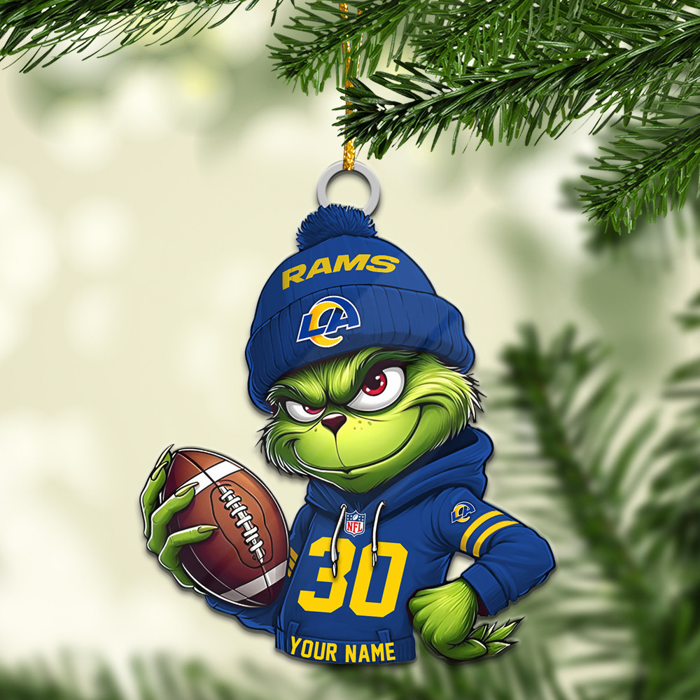 Sportswearmerch Los Angeles Rams NFL x Grinch Christmas Acrylic Ornament For Fans