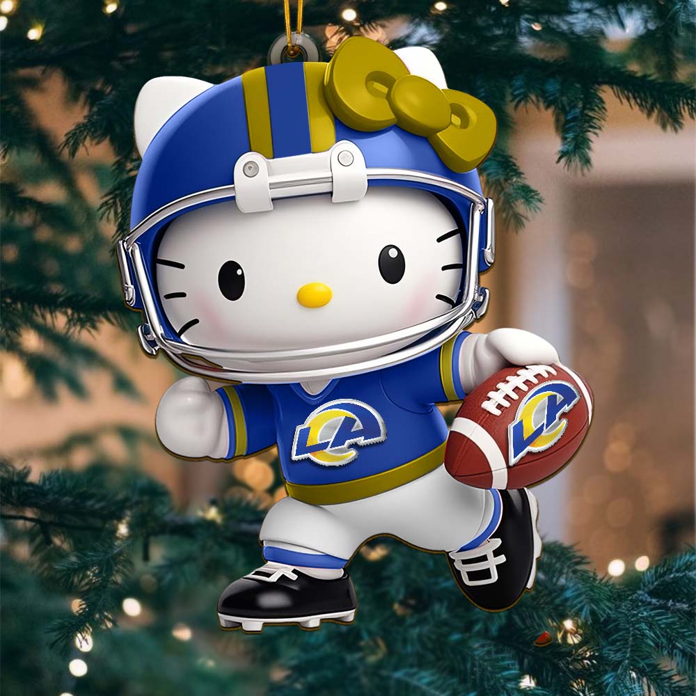 Sportswearmerch Los Angeles Rams NFL x Hello Kitty Personalized Acrylic Ornament Gift For Fans