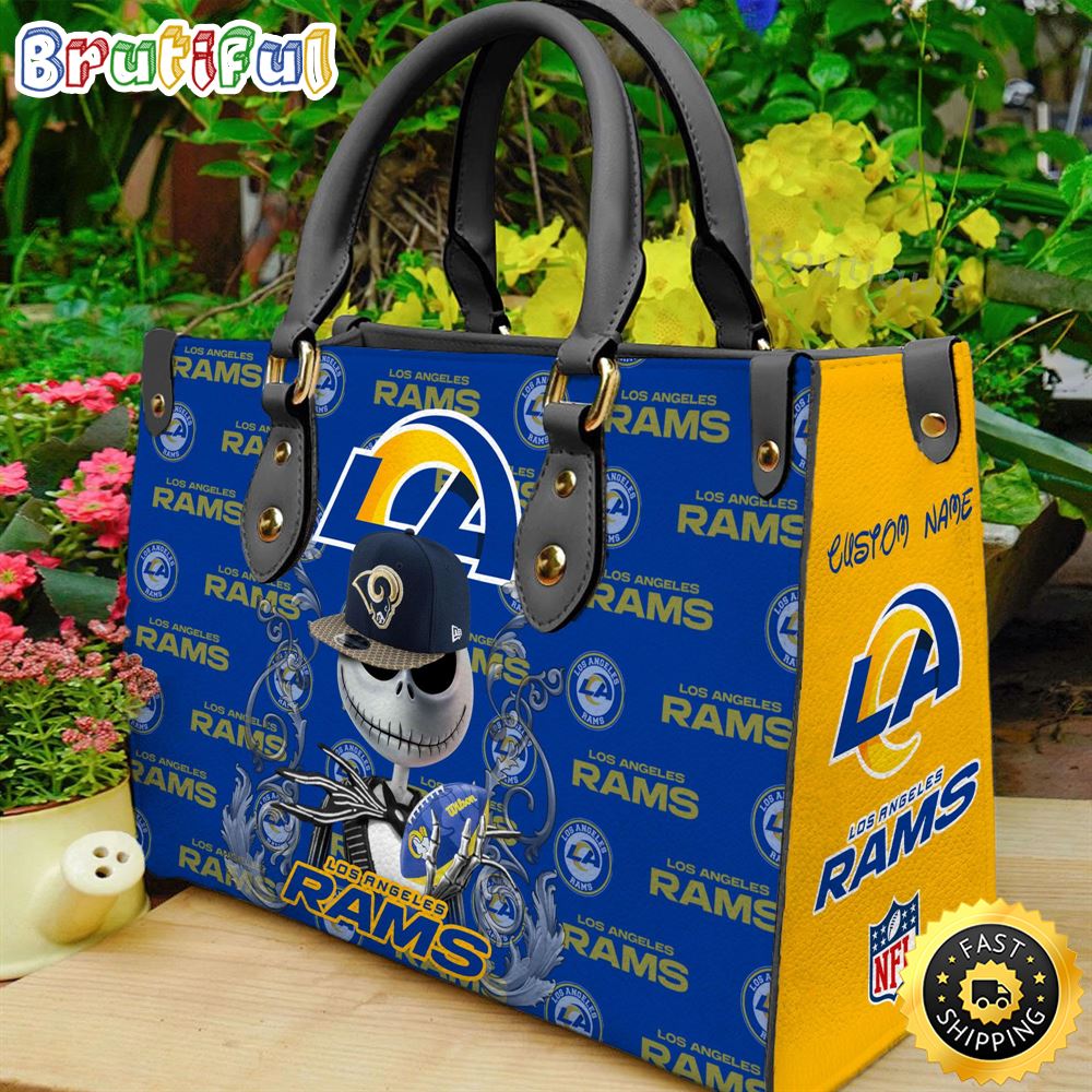 Sportswearmerch Los Angeles Rams NFL x Jack Skellington Women Leather Bag For Fan