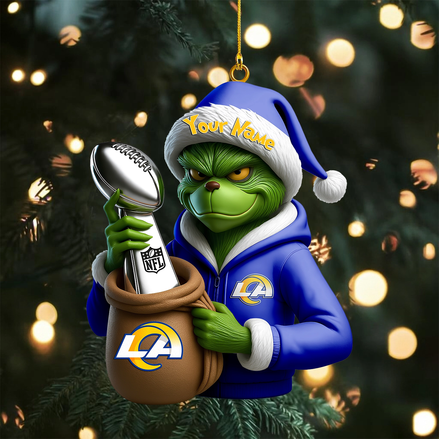 Sportswearmerch Los Angeles Rams NFL x The Grinch Acrylic Ornament Gift For Fans