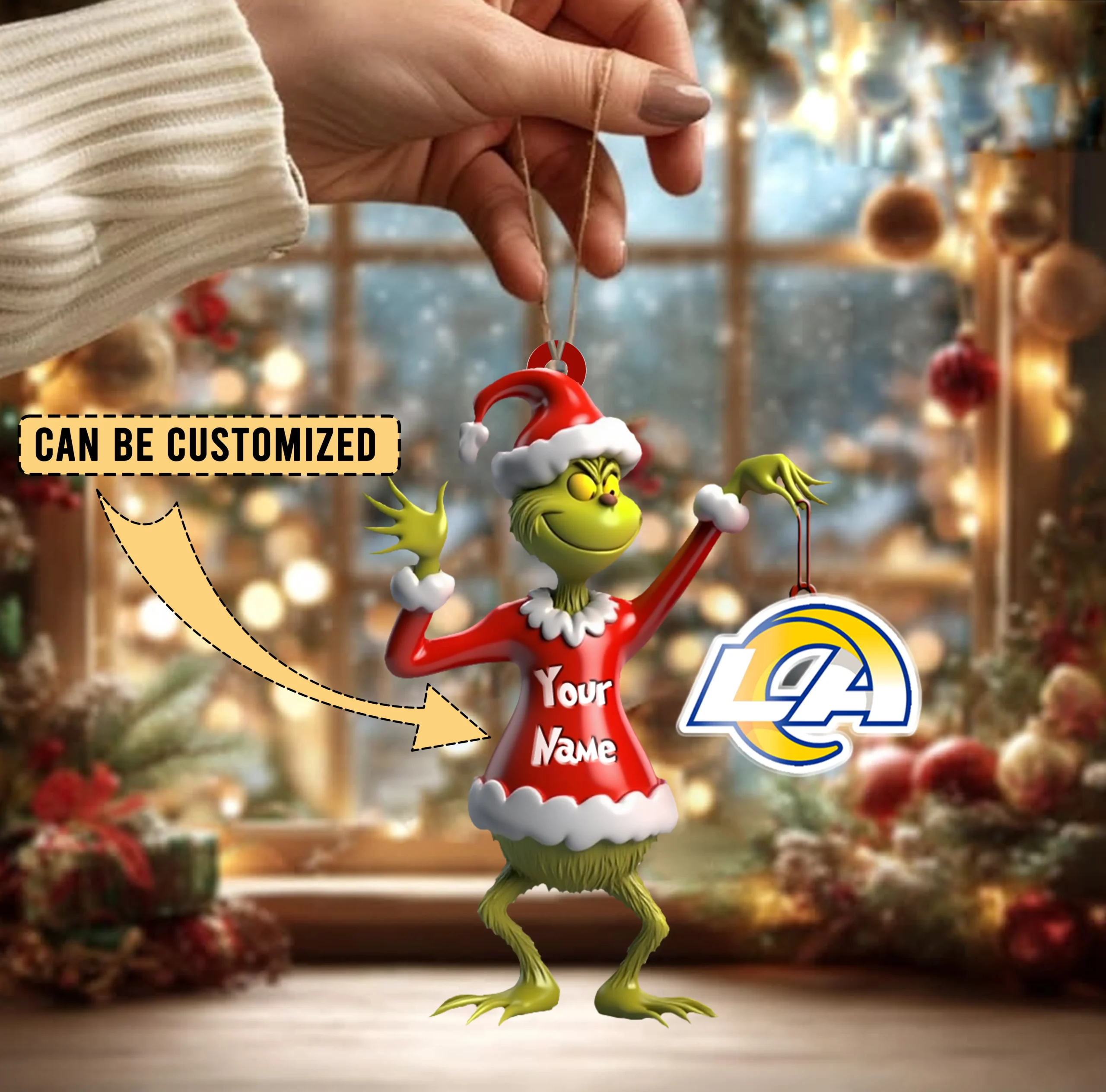 Sportswearmerch Los Angeles Rams NFL x The Grinch Acrylic Ornament Gift For Fans