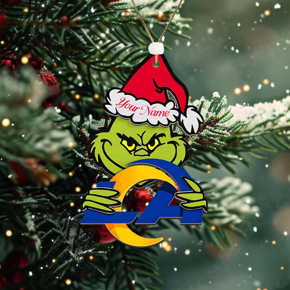 Sportswearmerch Los Angeles Rams NFL x The Grinch Christmas Acrylic Ornament Gift For Fans