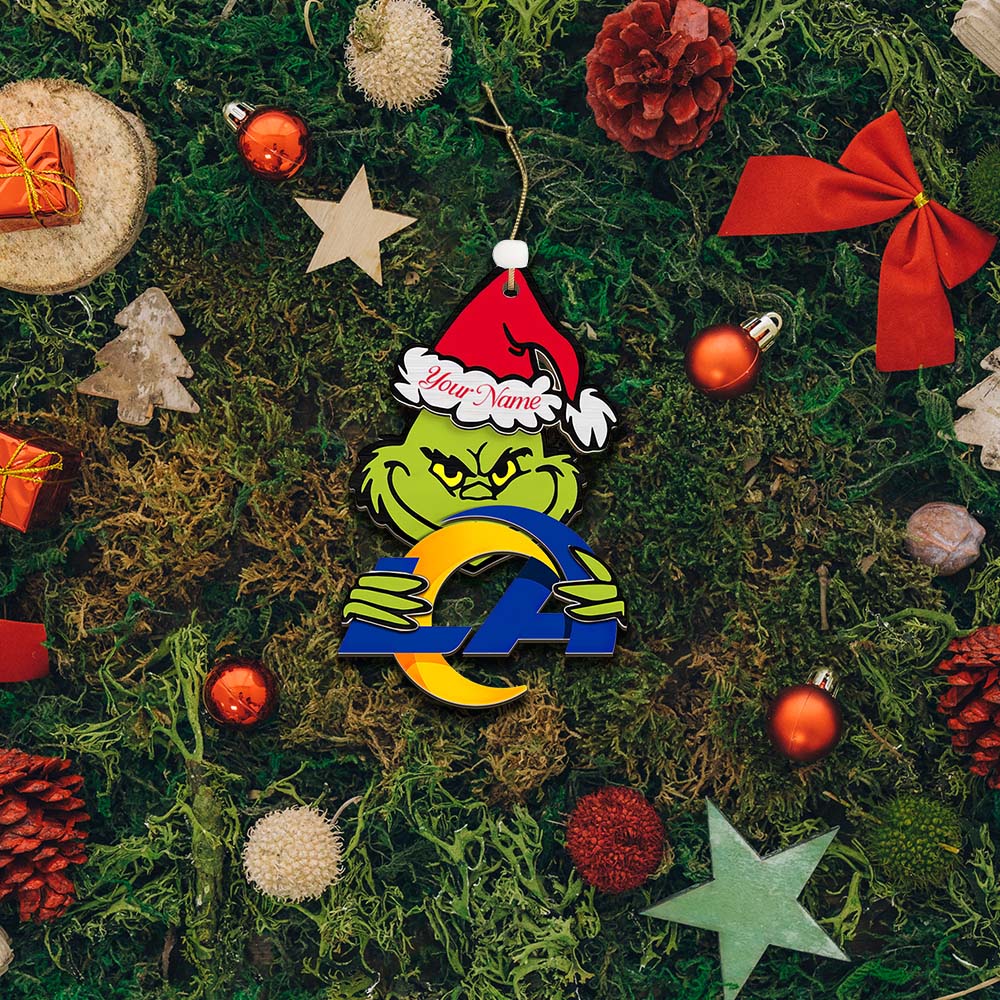 Sportswearmerch Los Angeles Rams NFL x The Grinch Christmas Acrylic Ornament Gift For Fans