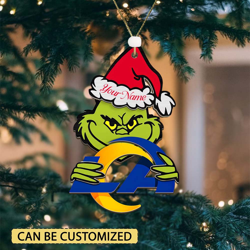 Sportswearmerch Los Angeles Rams NFL x The Grinch Christmas Acrylic Ornament Gift For Fans