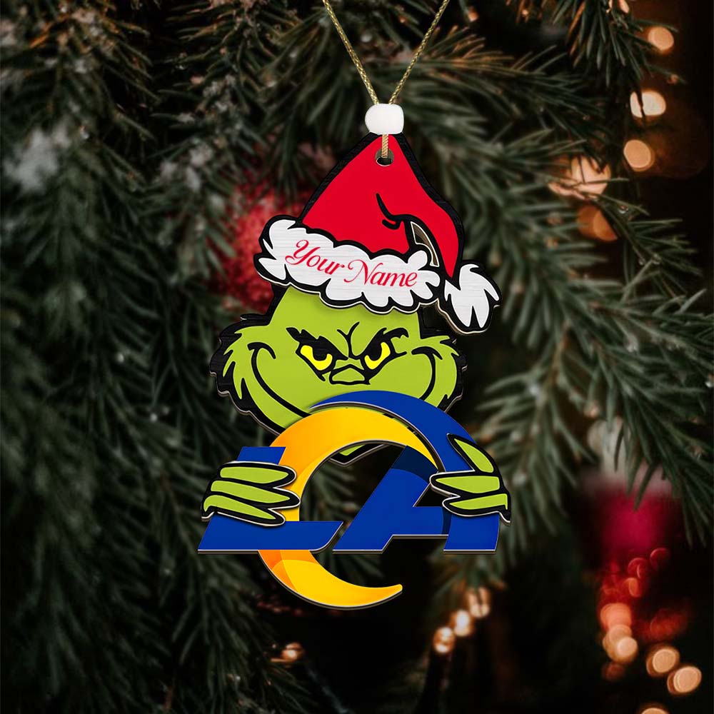 Sportswearmerch Los Angeles Rams NFL x The Grinch Christmas Acrylic Ornament Gift For Fans