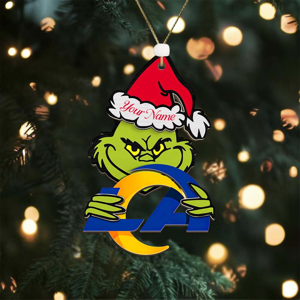 Sportswearmerch Los Angeles Rams NFL x The Grinch Christmas Acrylic Ornament Gift For Fans