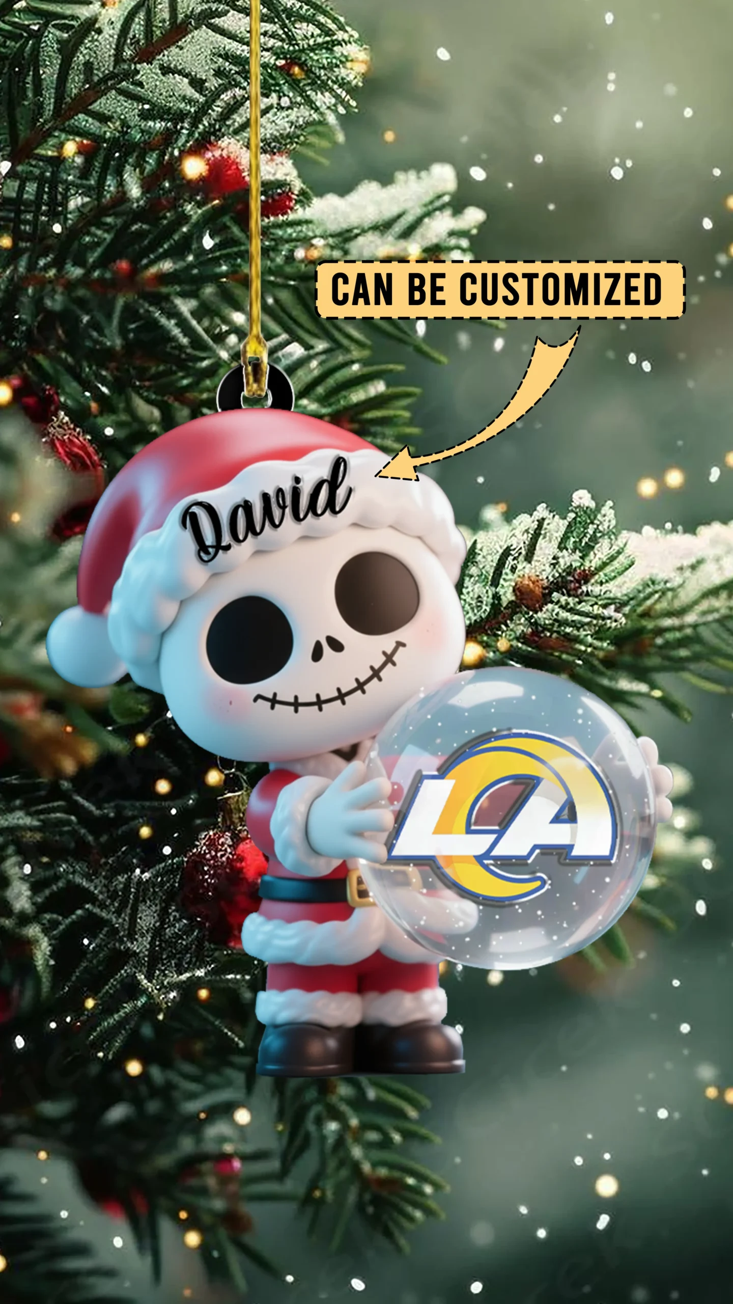 Sportswearmerch Los Angeles Rams NFL x The Nightmare Before Christmas Acrylic Ornament Gift For Fans