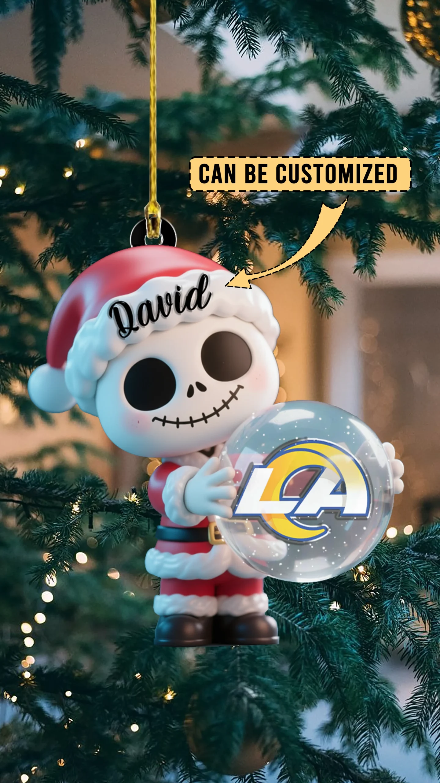 Sportswearmerch Los Angeles Rams NFL x The Nightmare Before Christmas Acrylic Ornament Gift For Fans